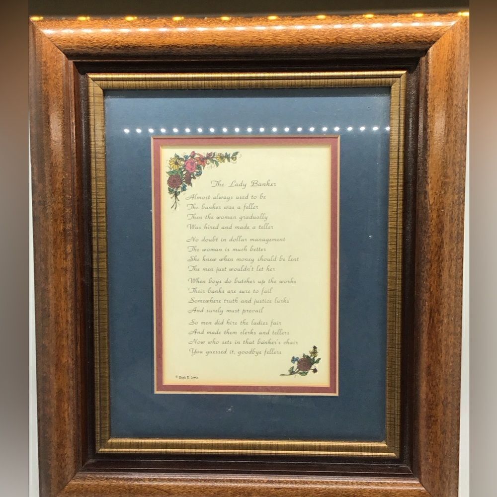 Framed Lady Banker Poem